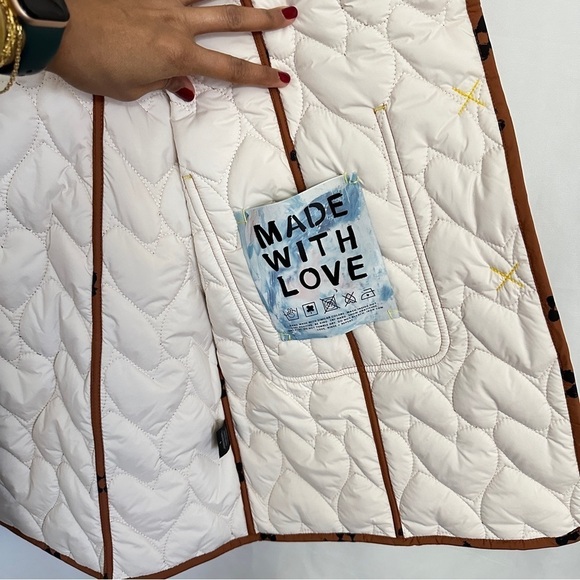 NWT Kerri Rosenthal Heart Print Winter Quilted Jacket Rust Orange Color sz L - Picture 15 of 16